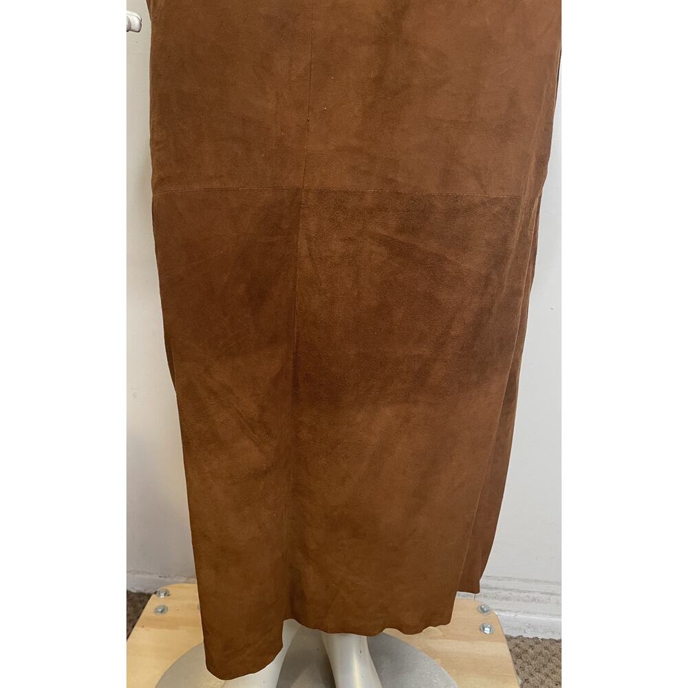 Vintage Polo Ralph Lauren Brown Suede Skirt Women's 8 Straight Pockets - Picture 10 of 12